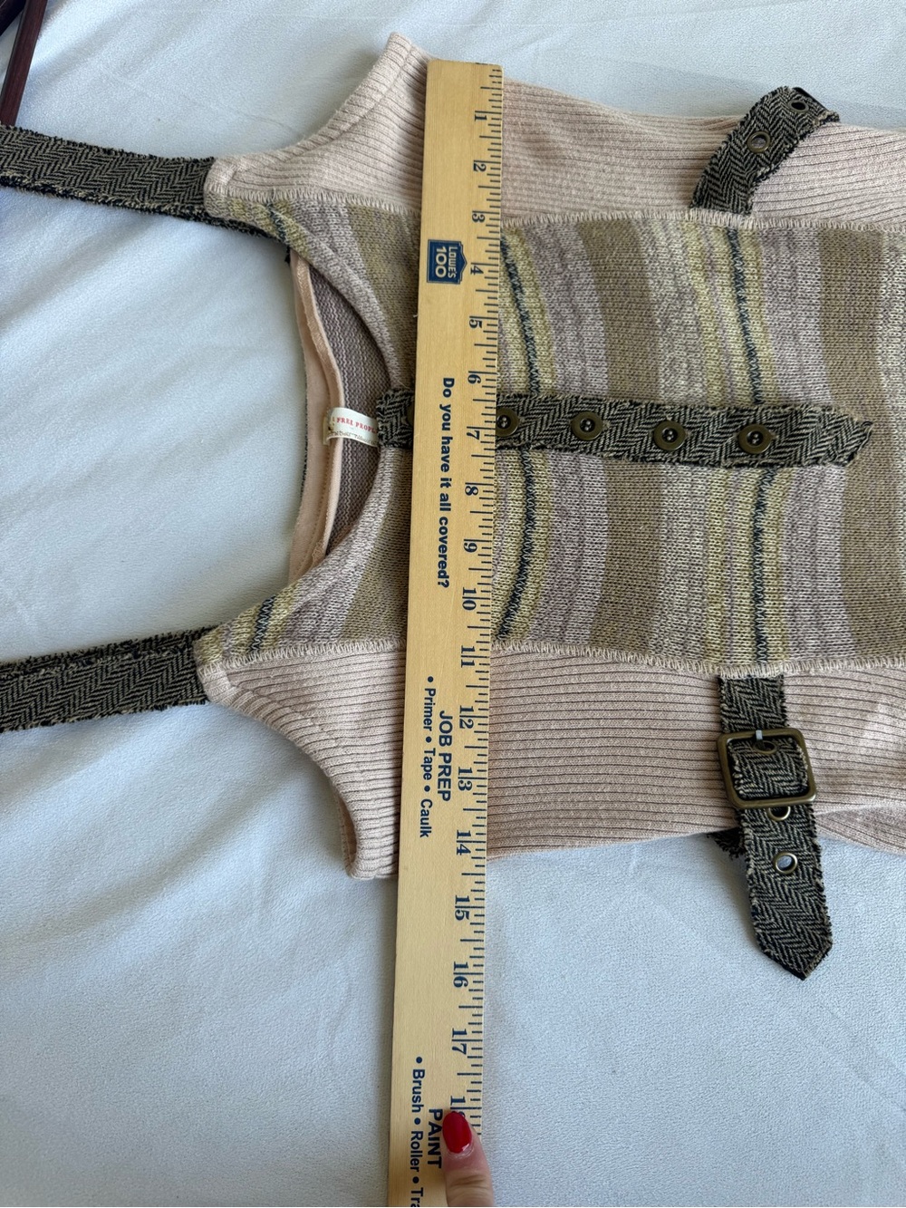 Free People Mixed Knit Striped Strap Dress Large Y2K boho vintage indie sleeze - Picture 8 of 9
